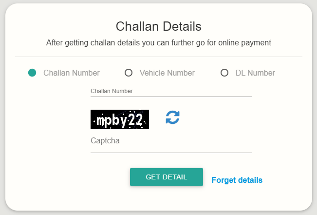 How to fill the online challan